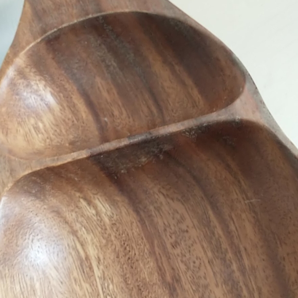 hand-carved 3 section wooden bowl - Picture 5 of 16